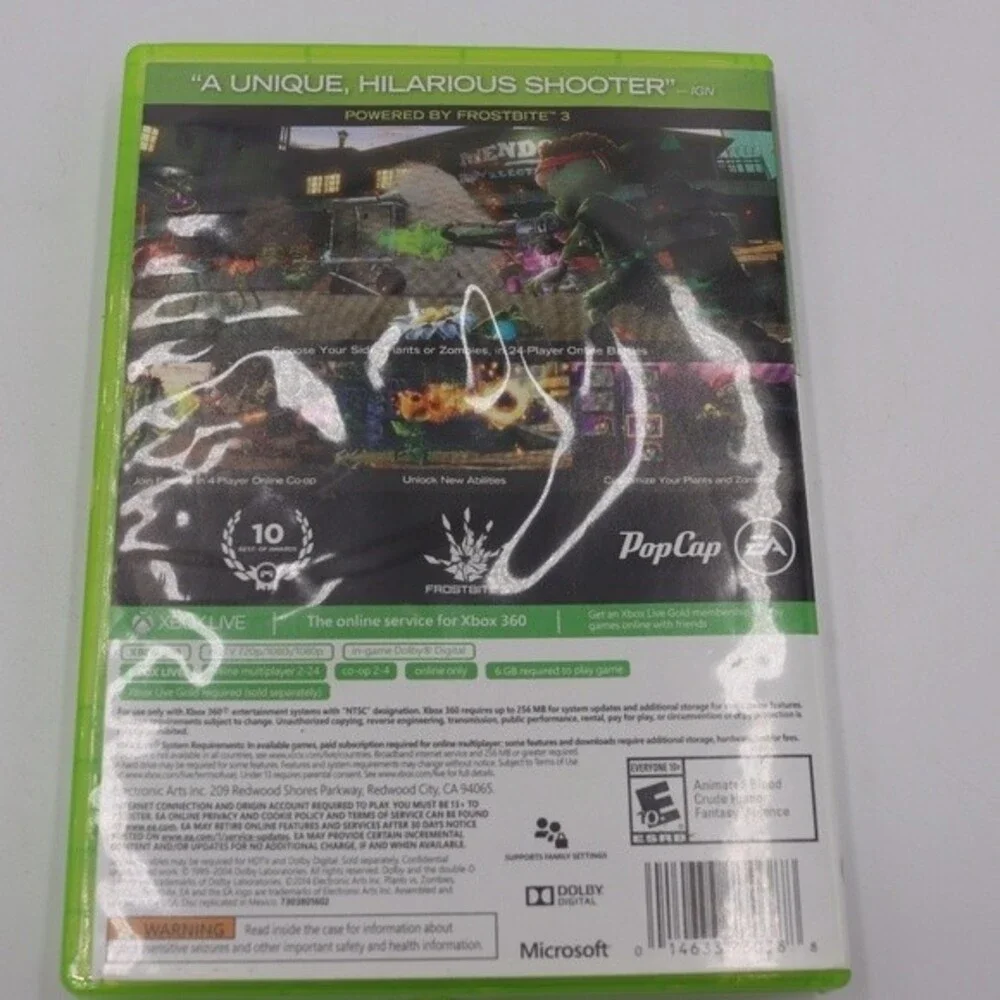 Plants vs Zombies Garden Warfare Xbox 360 Video Game Disc Case Strategy Fun